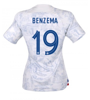 Frankrike Karim Benzema #19 Bortatröja Kvinnor VM 2022 Kortärmad